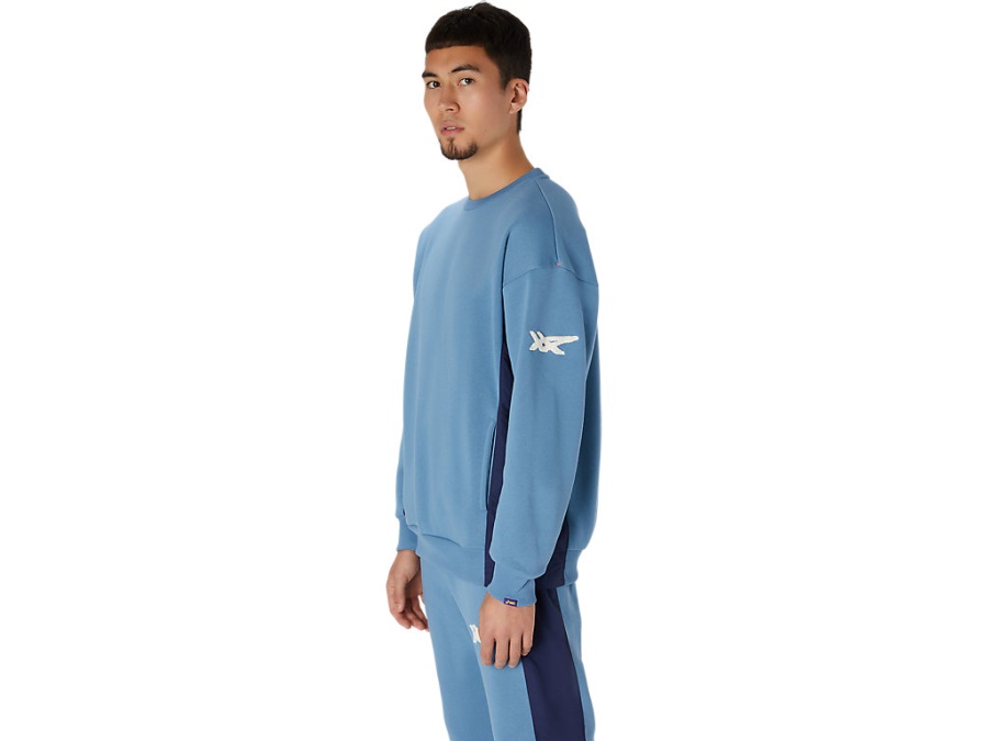 Asics Grey Floss BRUSHED FRENCH TERRY CREW TOP