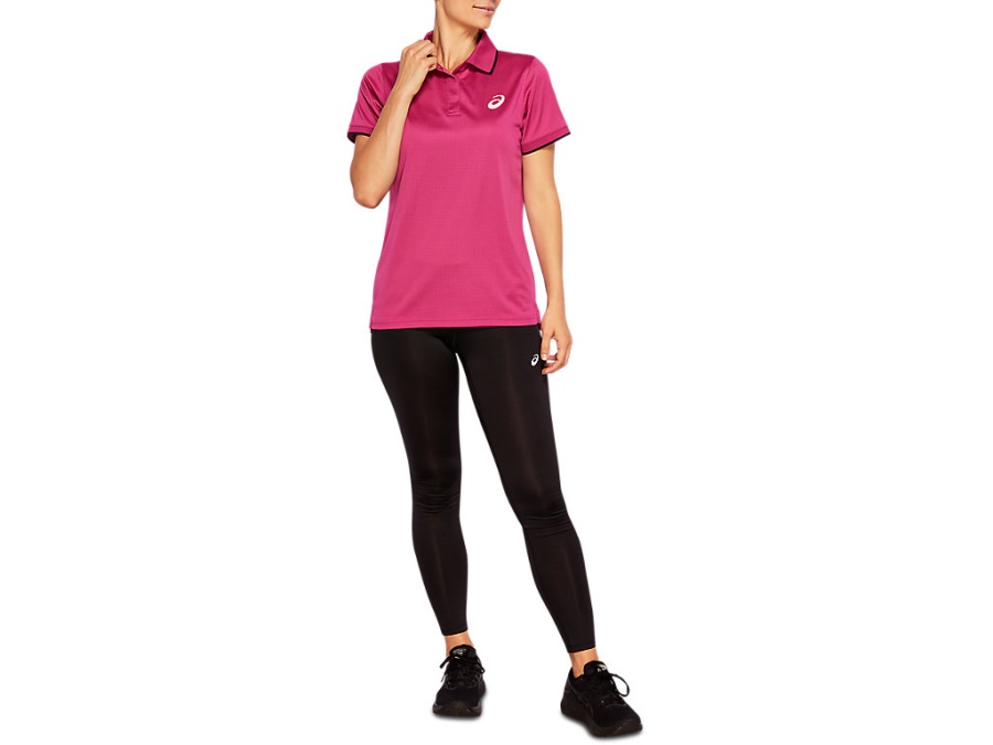 Asics HOUNDSTOOTH POLO Fuchsia Red