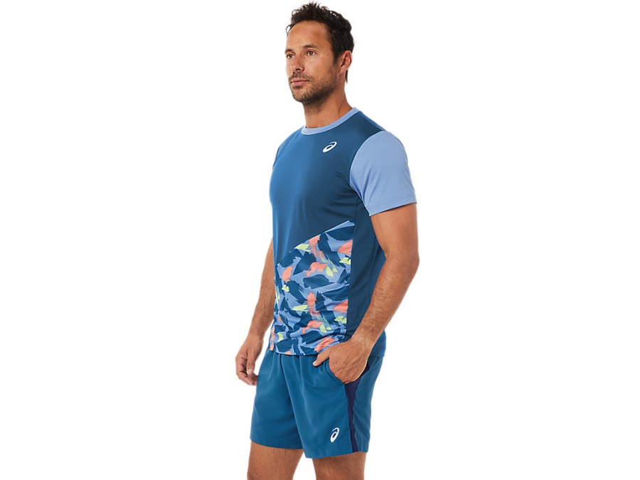 Asics Light Indigo COURT GRAPHIC SHORT SLEEVED TOP