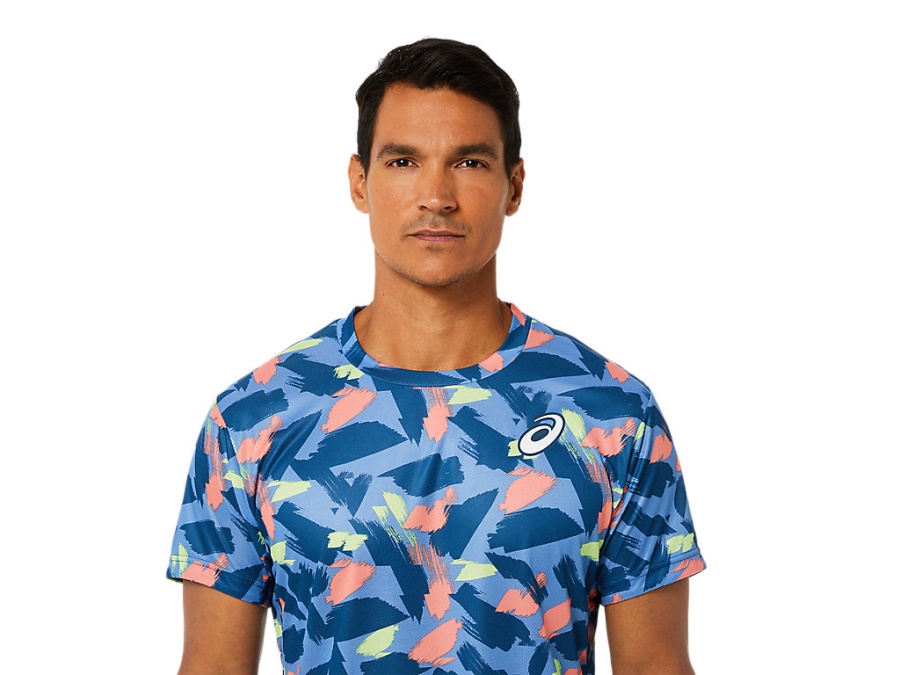 Asics MATCH GRAPHIC SHORT SLEEVED TOP Light Indigo