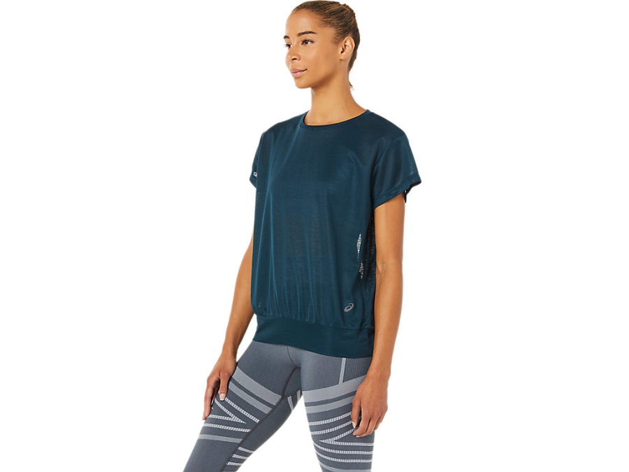 Asics OPEN BACK SHORT SLEEVED TOP French Blue