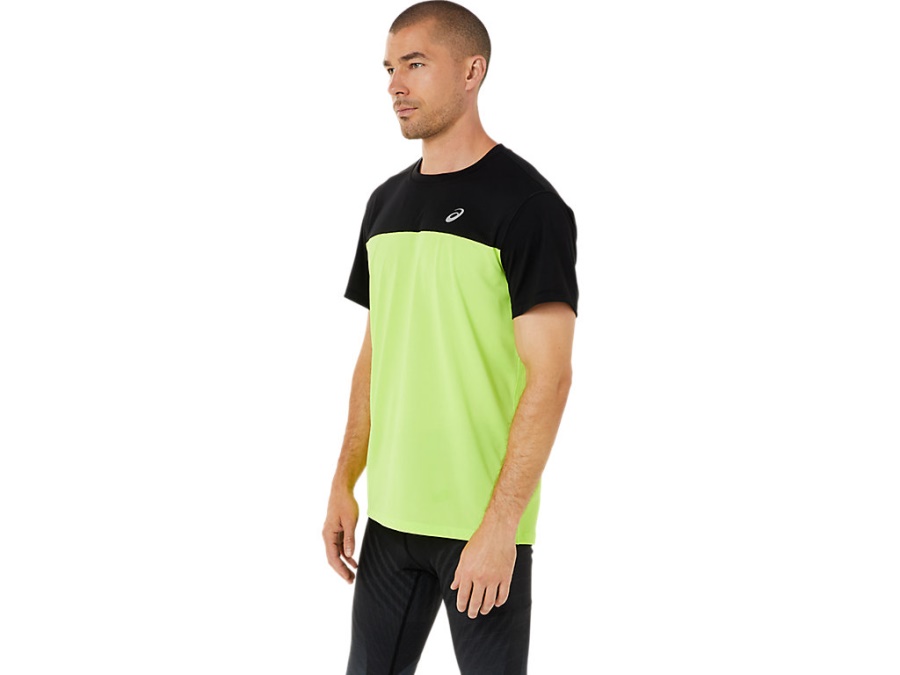 Asics Performance Black-Hazard Green RACE SHORT SLEEVED TOP