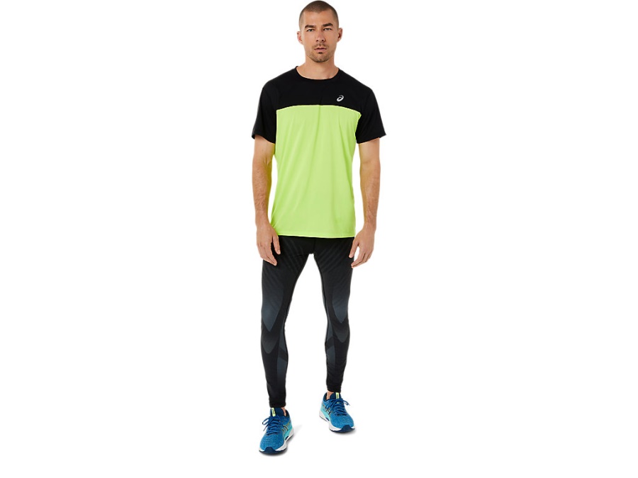 Asics Performance Black-Hazard Green RACE SHORT SLEEVED TOP