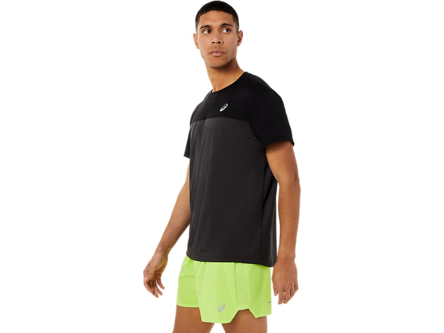Asics RACE SHORT SLEEVED TOP Performance Black-Graphite Grey