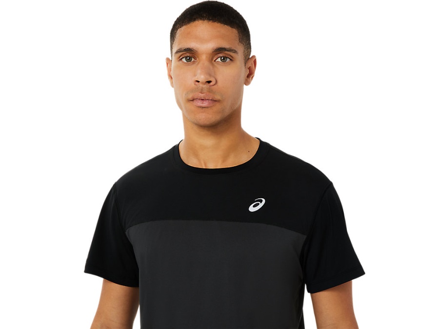 Asics RACE SHORT SLEEVED TOP Performance Black-Graphite Grey