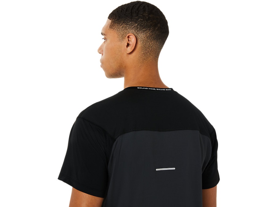 Asics RACE SHORT SLEEVED TOP Performance Black-Graphite Grey