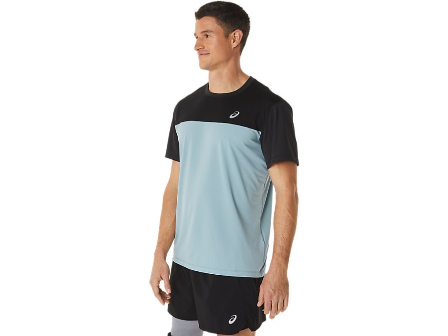 Asics RACE SHORT SLEEVED TOP Performance Black-Light Steel