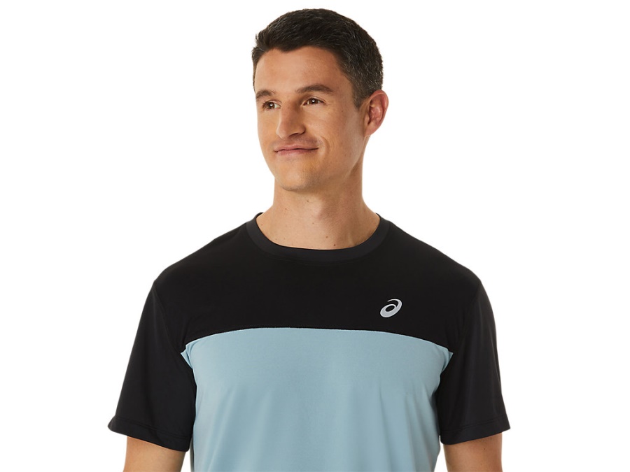 Asics RACE SHORT SLEEVED TOP Performance Black-Light Steel