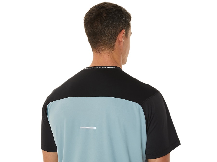 Asics RACE SHORT SLEEVED TOP Performance Black-Light Steel