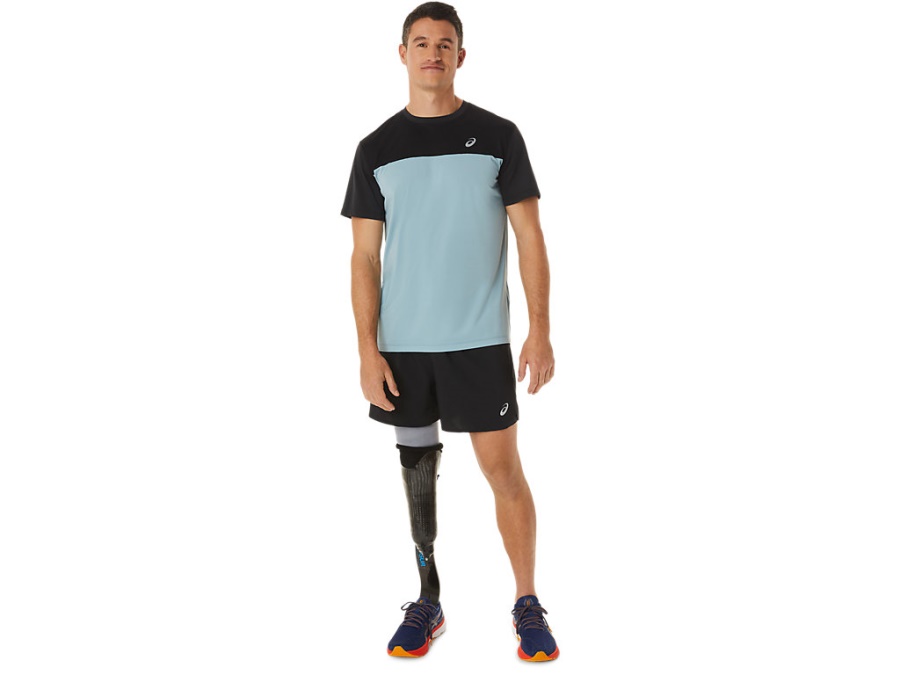 Asics RACE SHORT SLEEVED TOP Performance Black-Light Steel