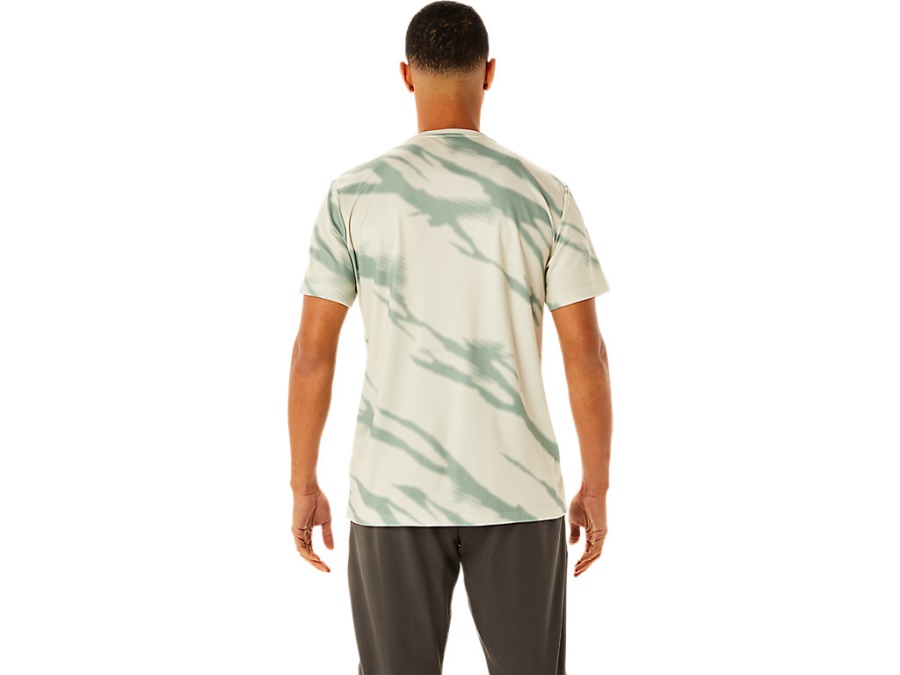 Asics Smoke Grey-Slate Grey SEASONAL ALL OVER PRINT SHORT SLEEVED TOP
