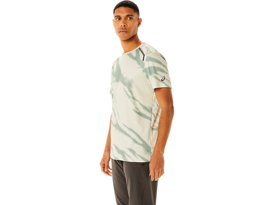 Asics Smoke Grey-Slate Grey SEASONAL ALL OVER PRINT SHORT SLEEVED TOP