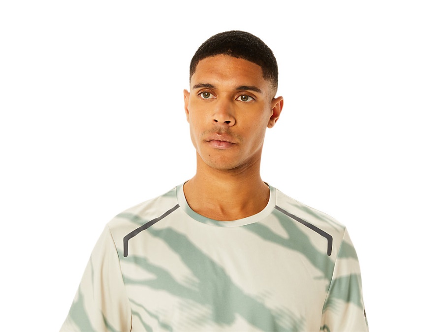 Asics Smoke Grey-Slate Grey SEASONAL ALL OVER PRINT SHORT SLEEVED TOP