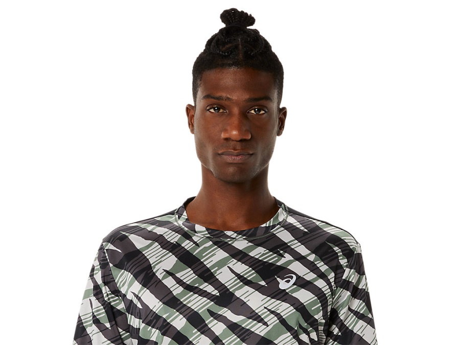 Asics WILD CAMO LONG SLEEVED TOP Lichen Green-Performance Black