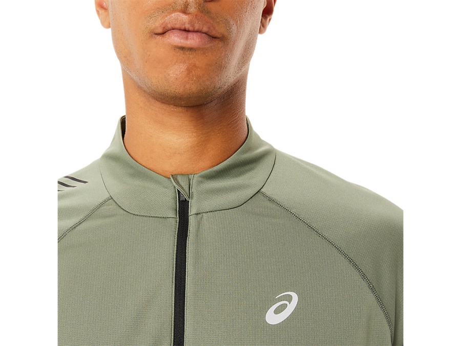 ICON LONG SLEEVED 1-2 ZIP Lichen Green-Performance Black Asics