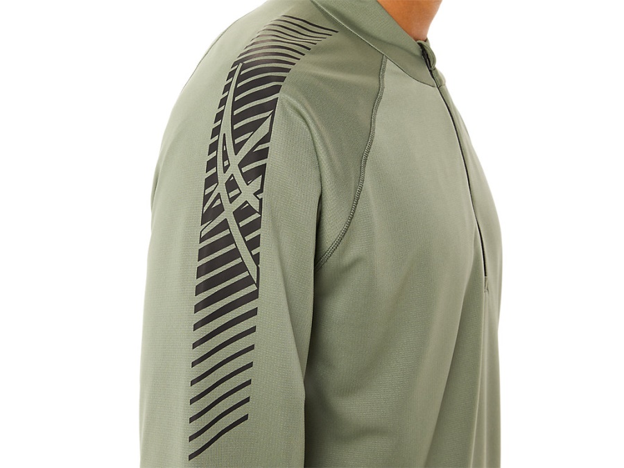 ICON LONG SLEEVED 1-2 ZIP Lichen Green-Performance Black Asics
