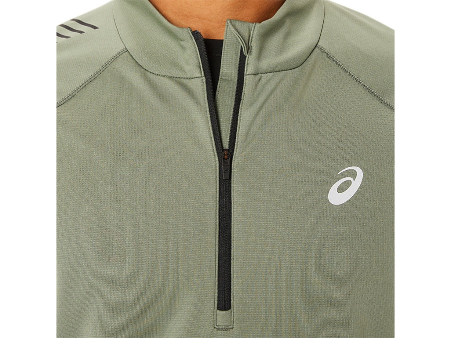ICON LONG SLEEVED 1-2 ZIP Lichen Green-Performance Black Asics