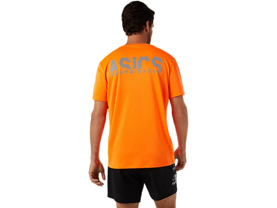 KATAKANA SHORT SLEEVED TOP Shocking Orange Asics