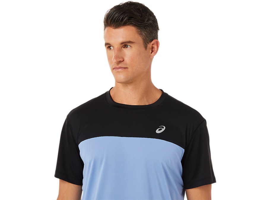 RACE SHORT SLEEVED TOP Performance Black-Blue Harmony Asics