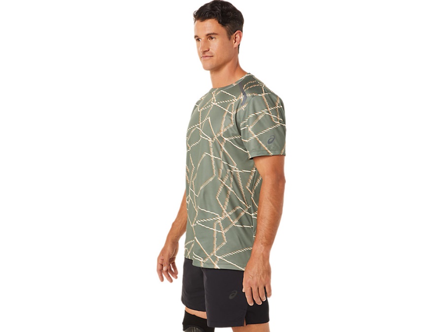 SEASONAL ALL OVER PRINT SHORT SLEEVED TOP Lichen Green Asics