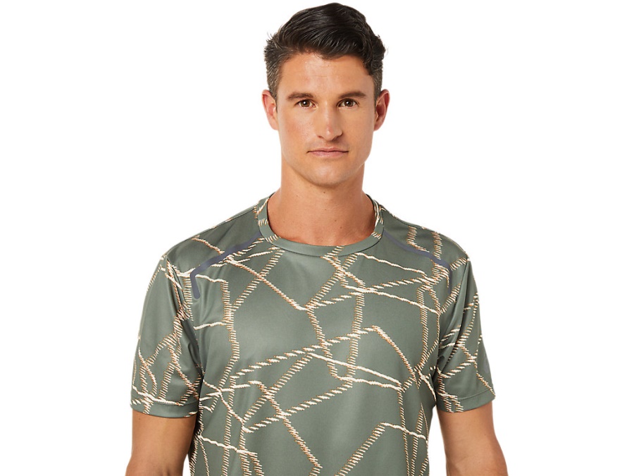 SEASONAL ALL OVER PRINT SHORT SLEEVED TOP Lichen Green Asics