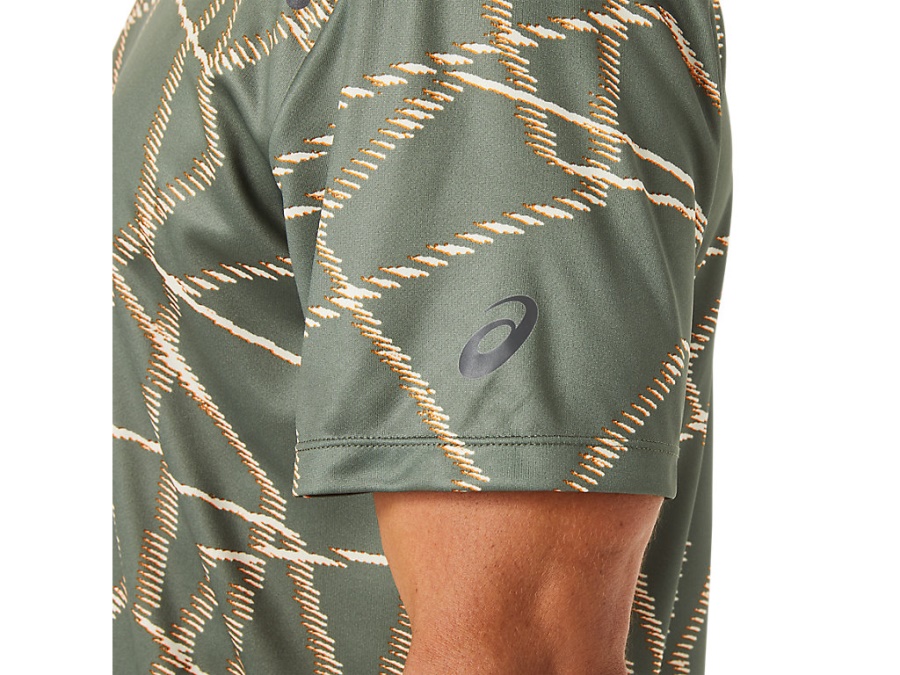 SEASONAL ALL OVER PRINT SHORT SLEEVED TOP Lichen Green Asics
