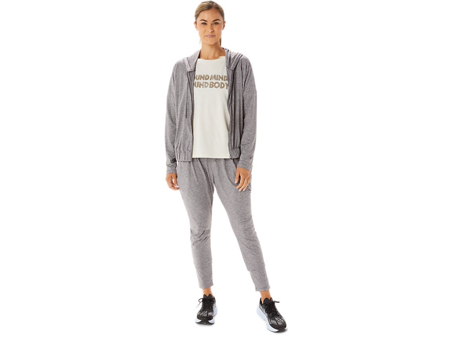 SOFT STRETCH KNIT FULL ZIP HOODIE Smoke Shadow Heather Asics