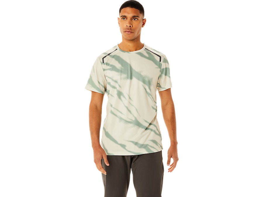 Asics Smoke Grey-Slate Grey SEASONAL ALL OVER PRINT SHORT SLEEVED TOP
