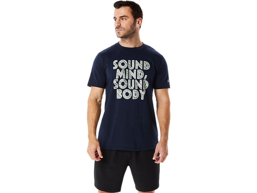 HERITAGE FONT GRAPHIC TEE Midnight Asics