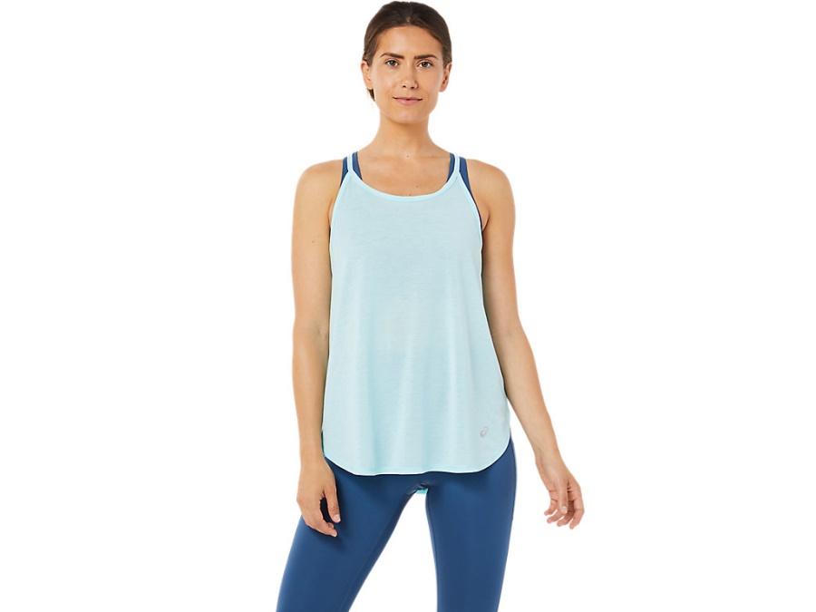 SLIT SLEEVELESS TOP Clear Blue Asics